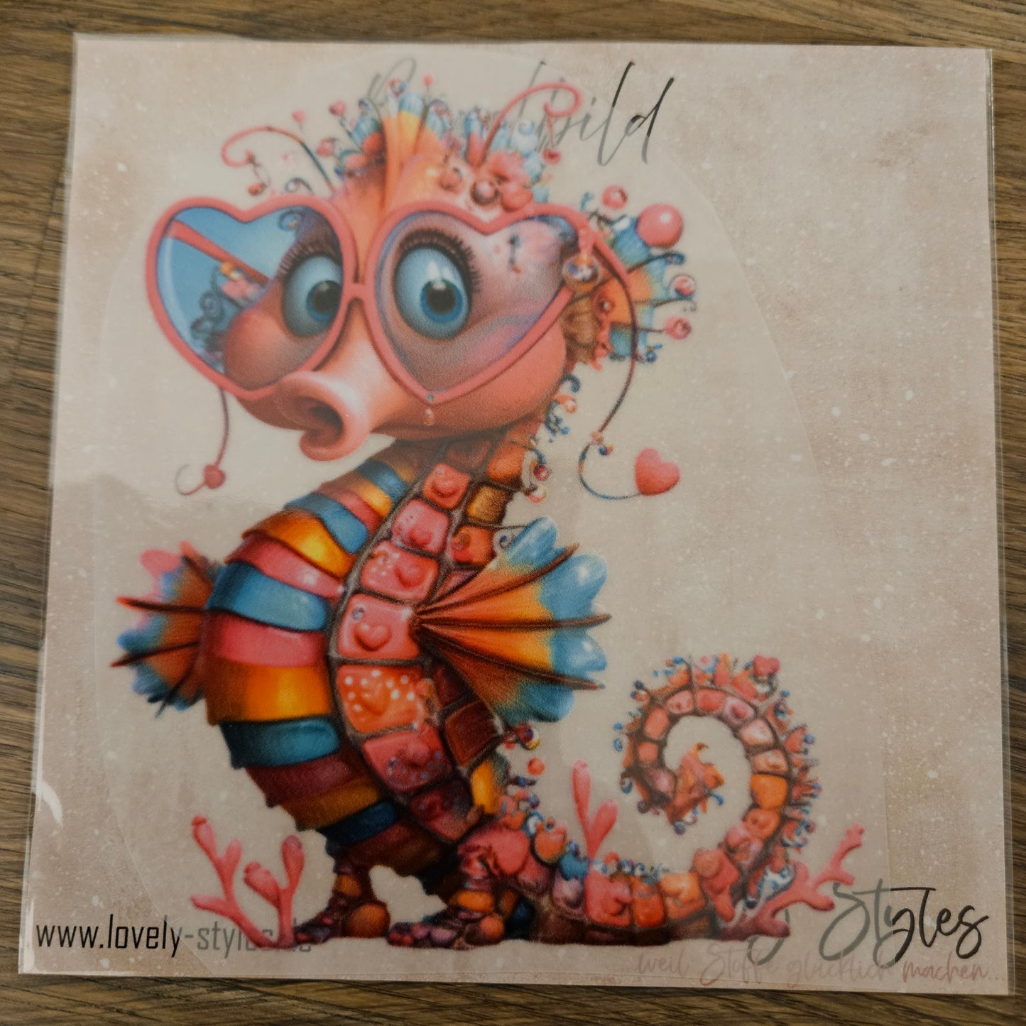 Bügelbild - Funny Seepferd ca. 15cm