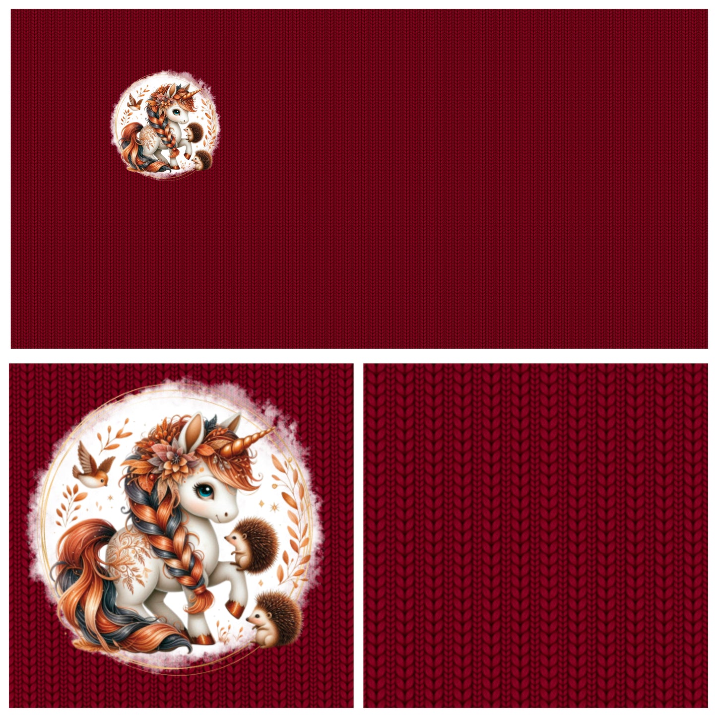 Panel mit Kombi - Herbst Einhorn Bordeaux