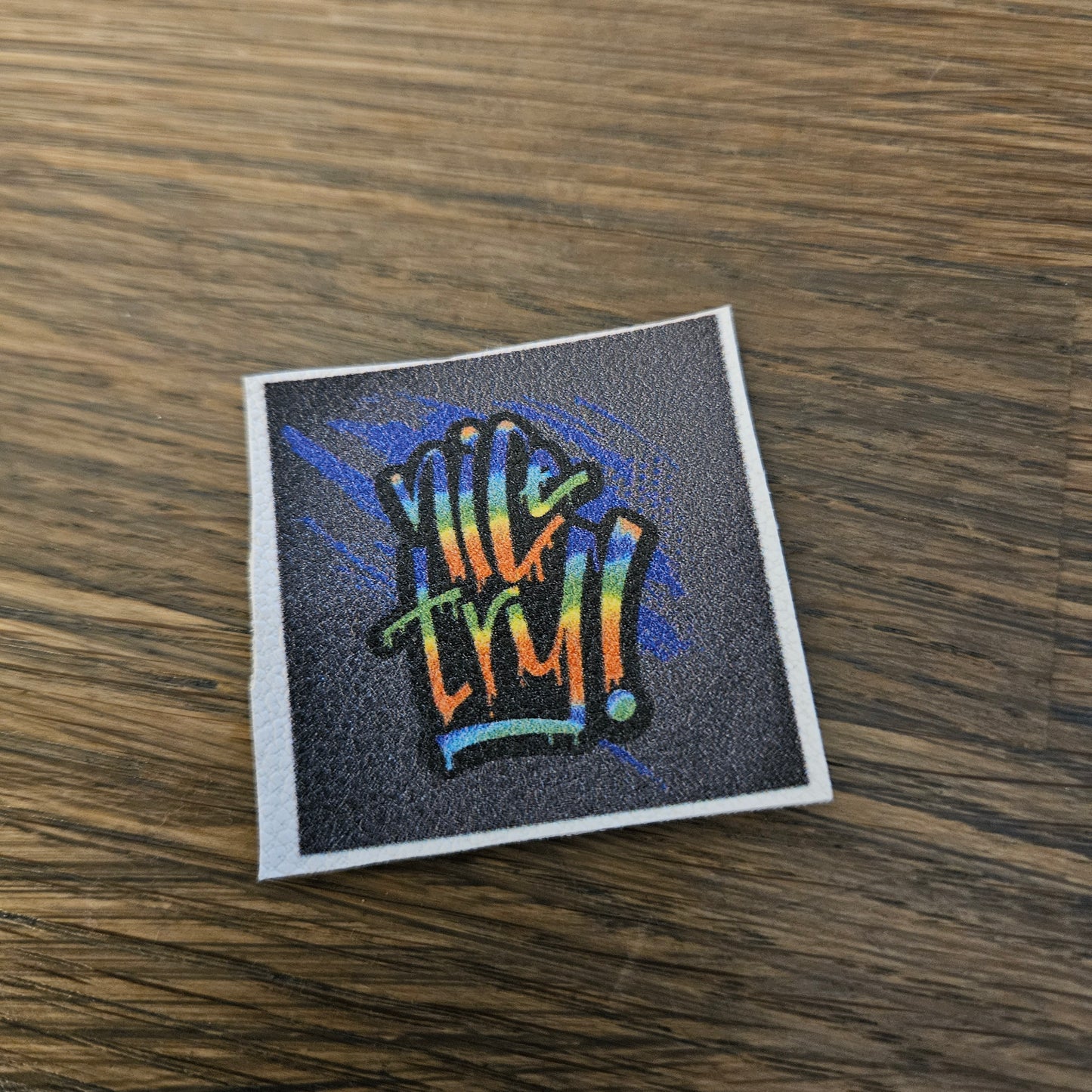 Kunstlederlabel - Nice Try Blau