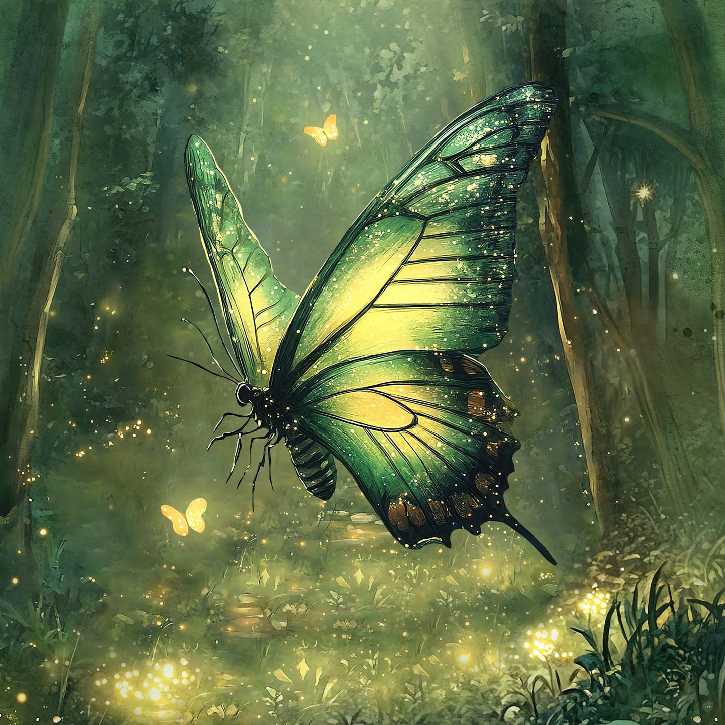 Sommersweat - Panel - Stone Green Schmetterling