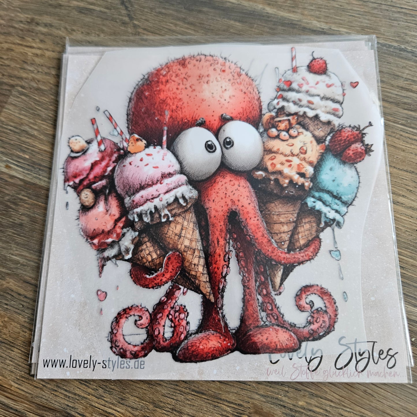 Bügelbild - Krake mit Eis ca. 15cm