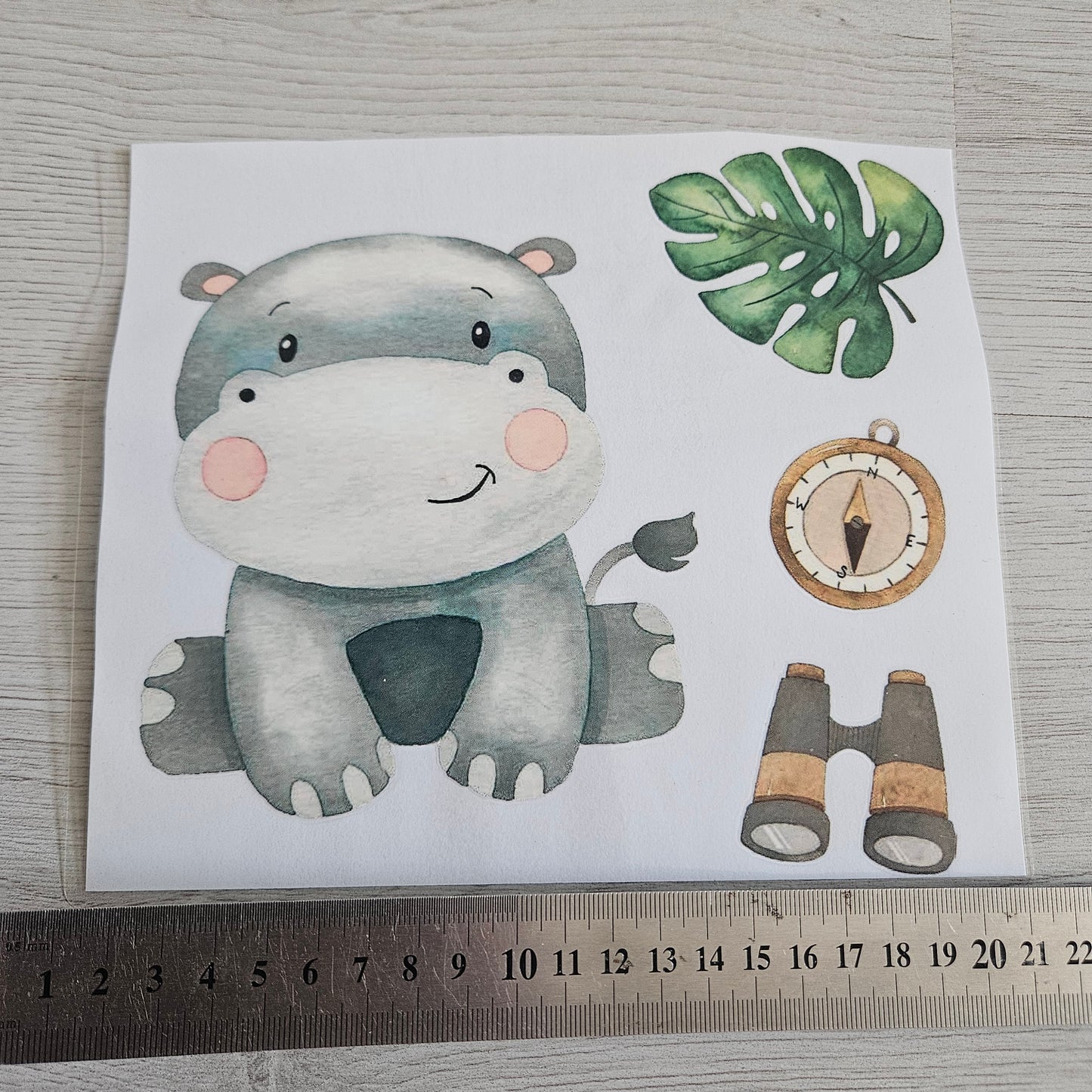 Bügelbild - Set Safari Nilpferd