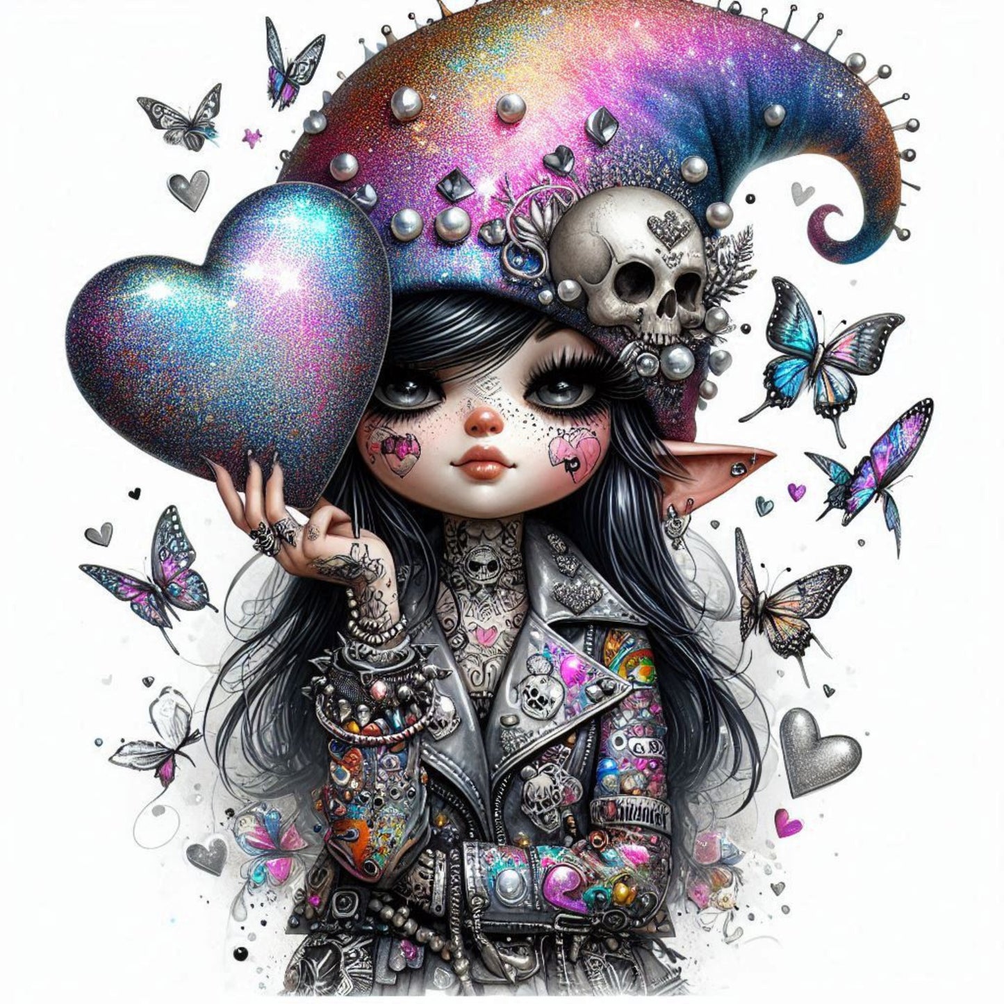 Auktion - Bügelbild - Gothic Gnom 1 - 20cm