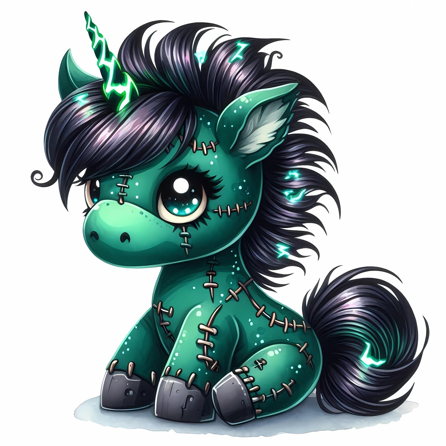 Auktion - Bügelbild - Frankenstein Einhorn 1 - 20cm