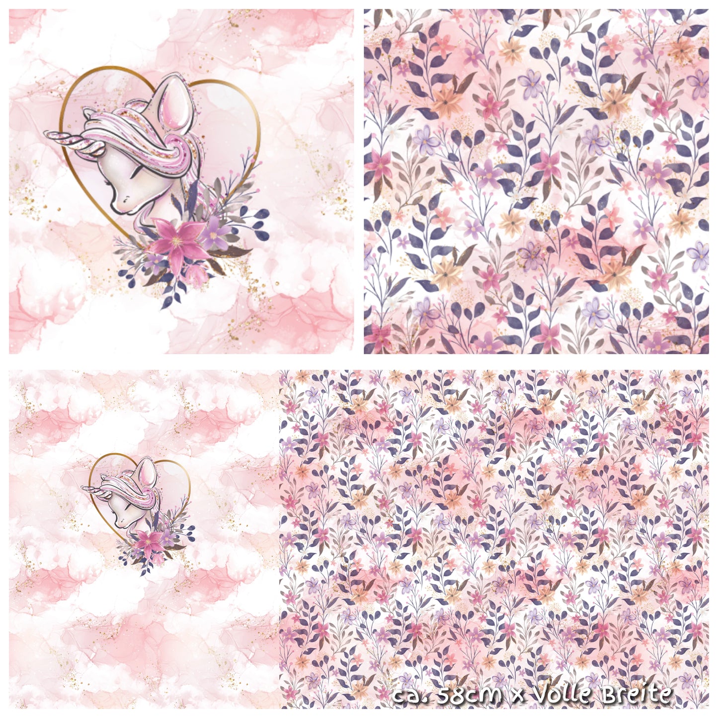 Panel mit Kombi - Watercolour Rosa Einhorn 1