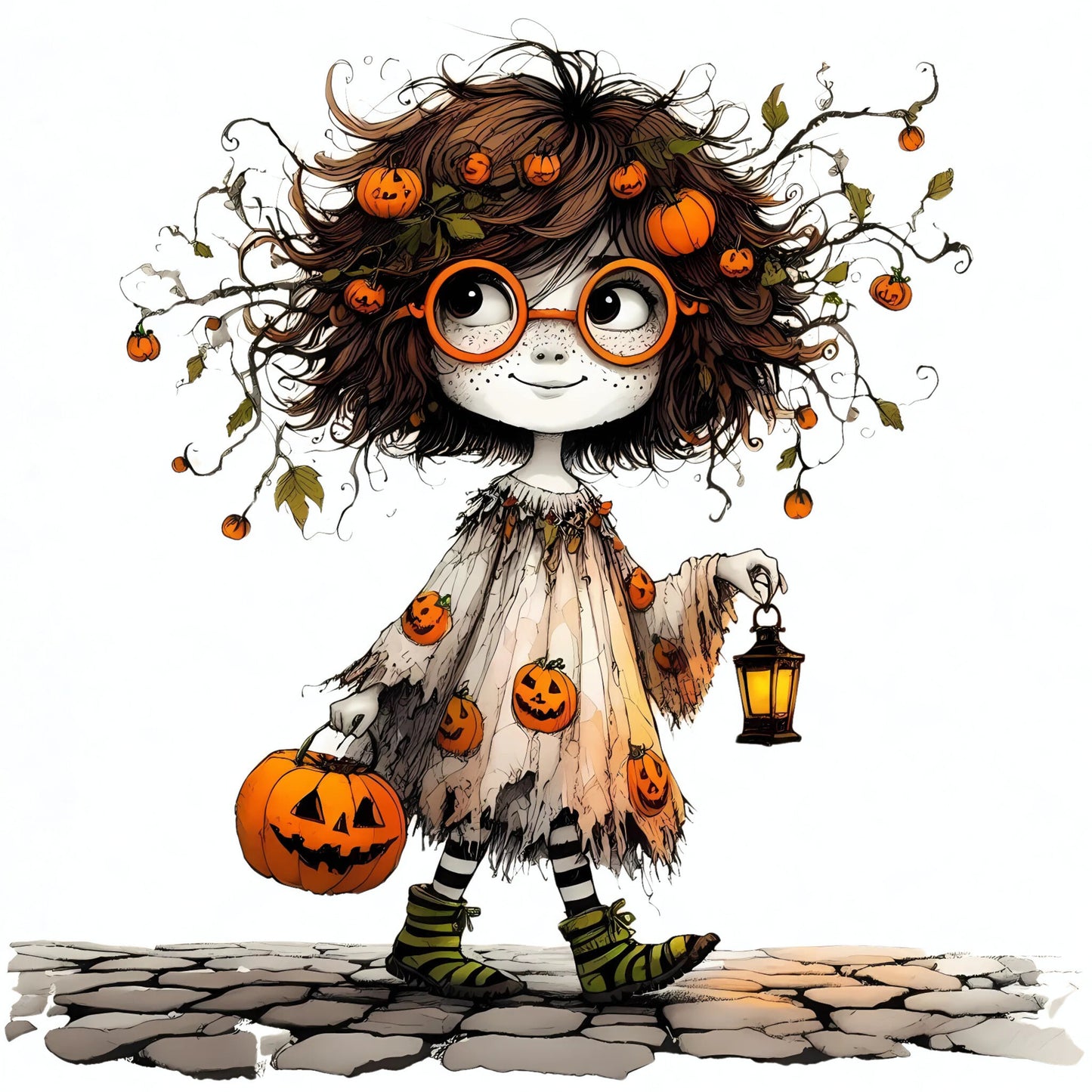 Auktion - Bügelbild - Halloweenmädchen 2 - 20cm