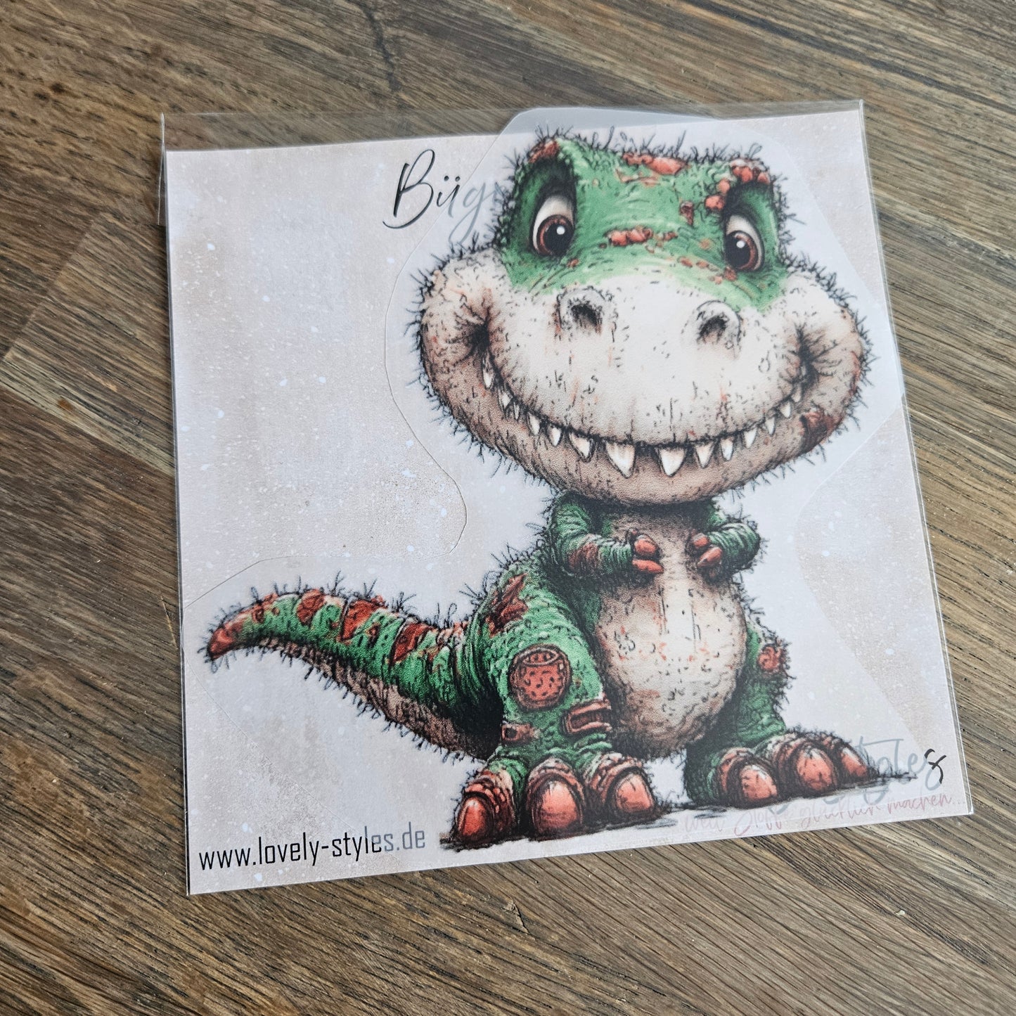 Bügelbild - Dino Grün ca. 15cm