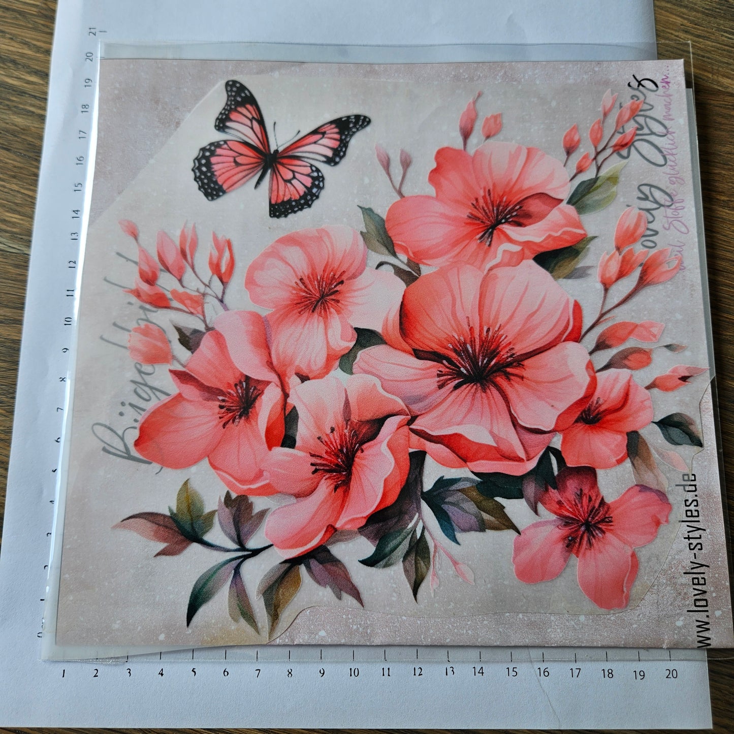 Bügelbild - Blumen Rosa ca. 20cm