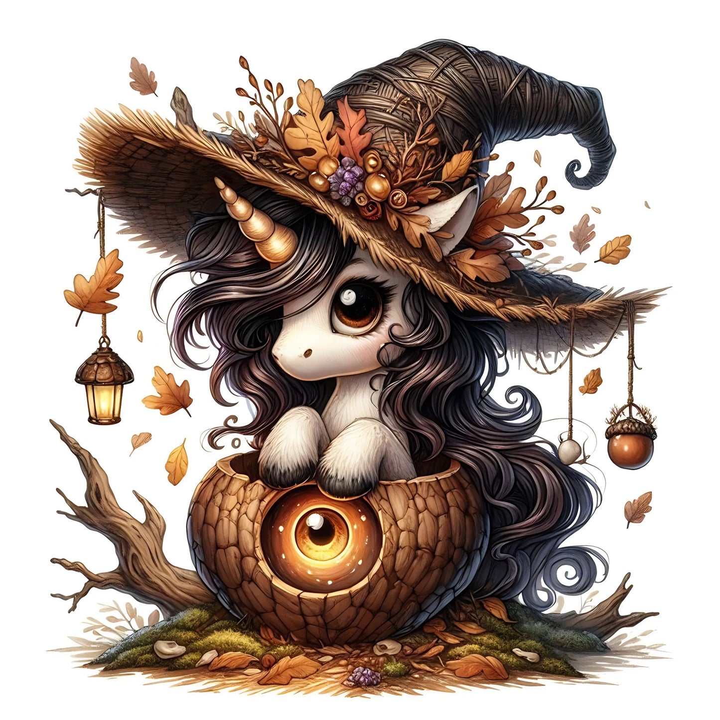 Auktion - Bügelbild - Halloween Einhorn 4 - 15cm