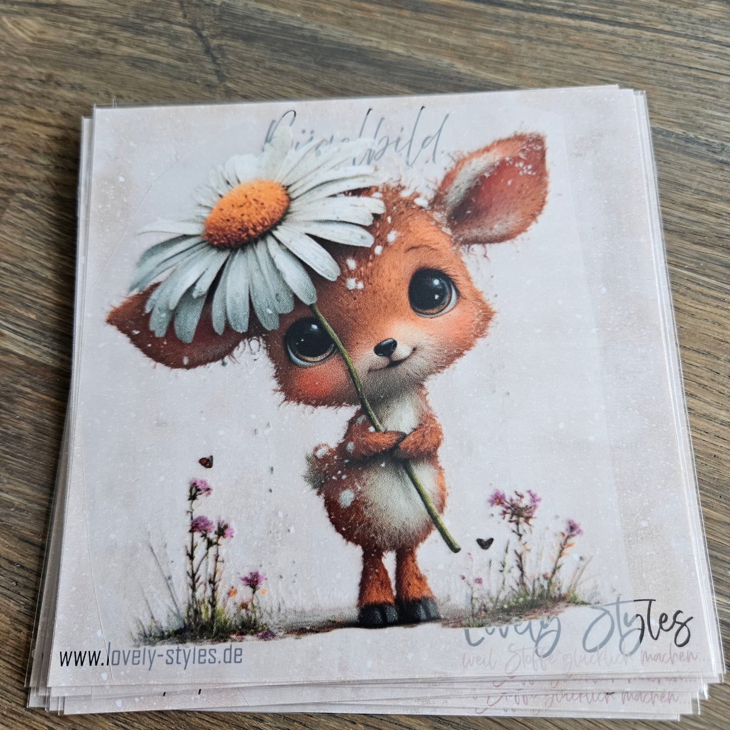 Bügelbild - Reh mit Blume ca. 15cm