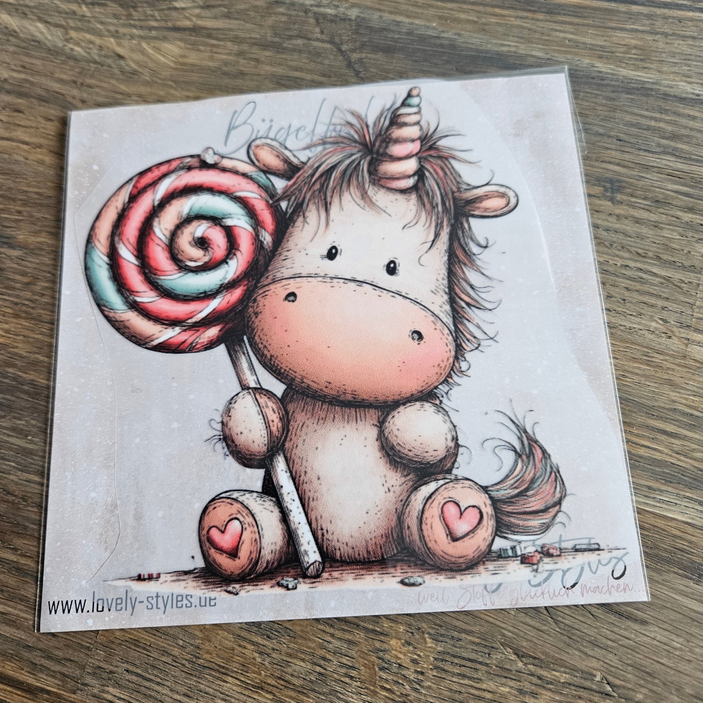 Bügelbild - Einhorn Lolli ca. 15cm