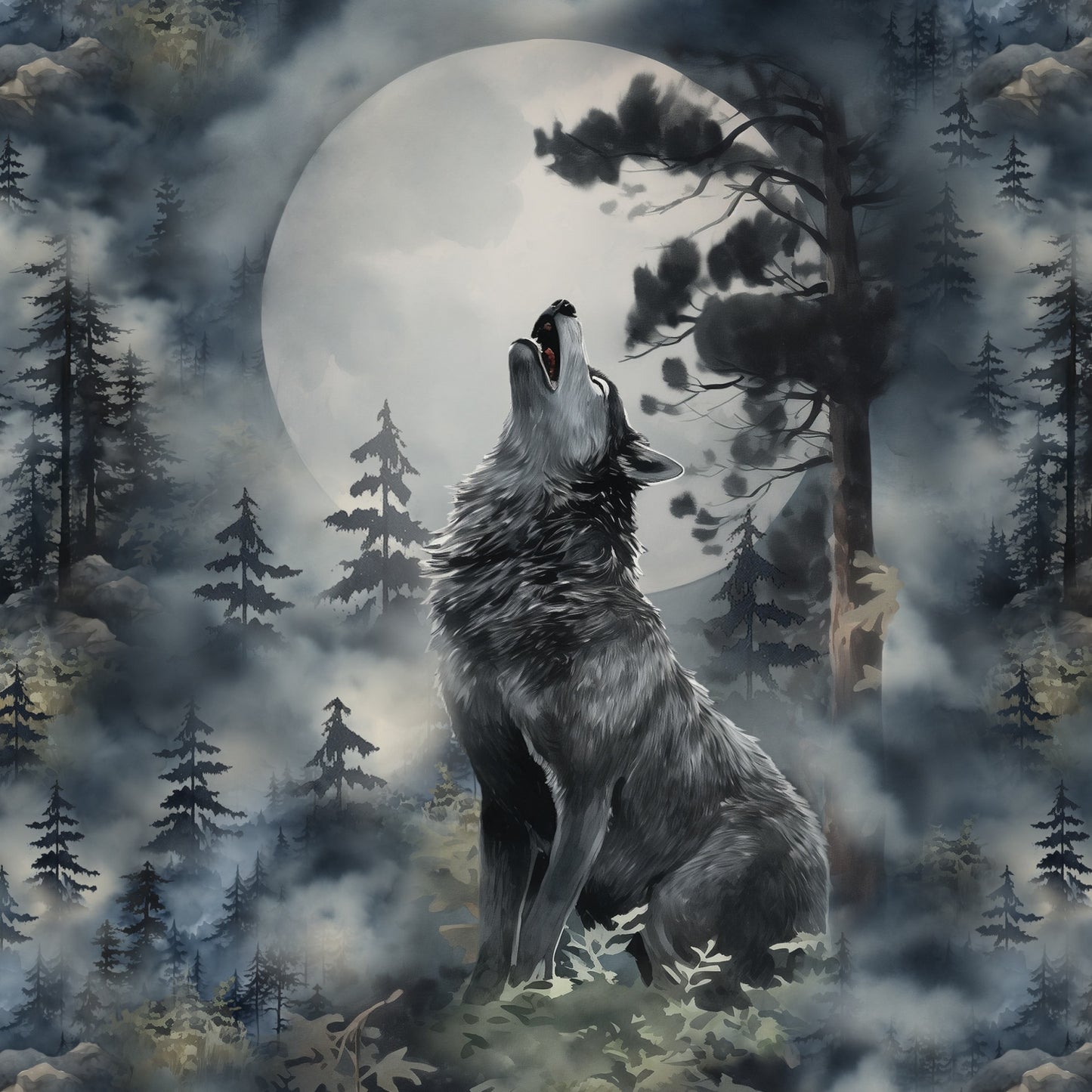 Sommersweat - Panel 50x70cm - Wolf Mondschein