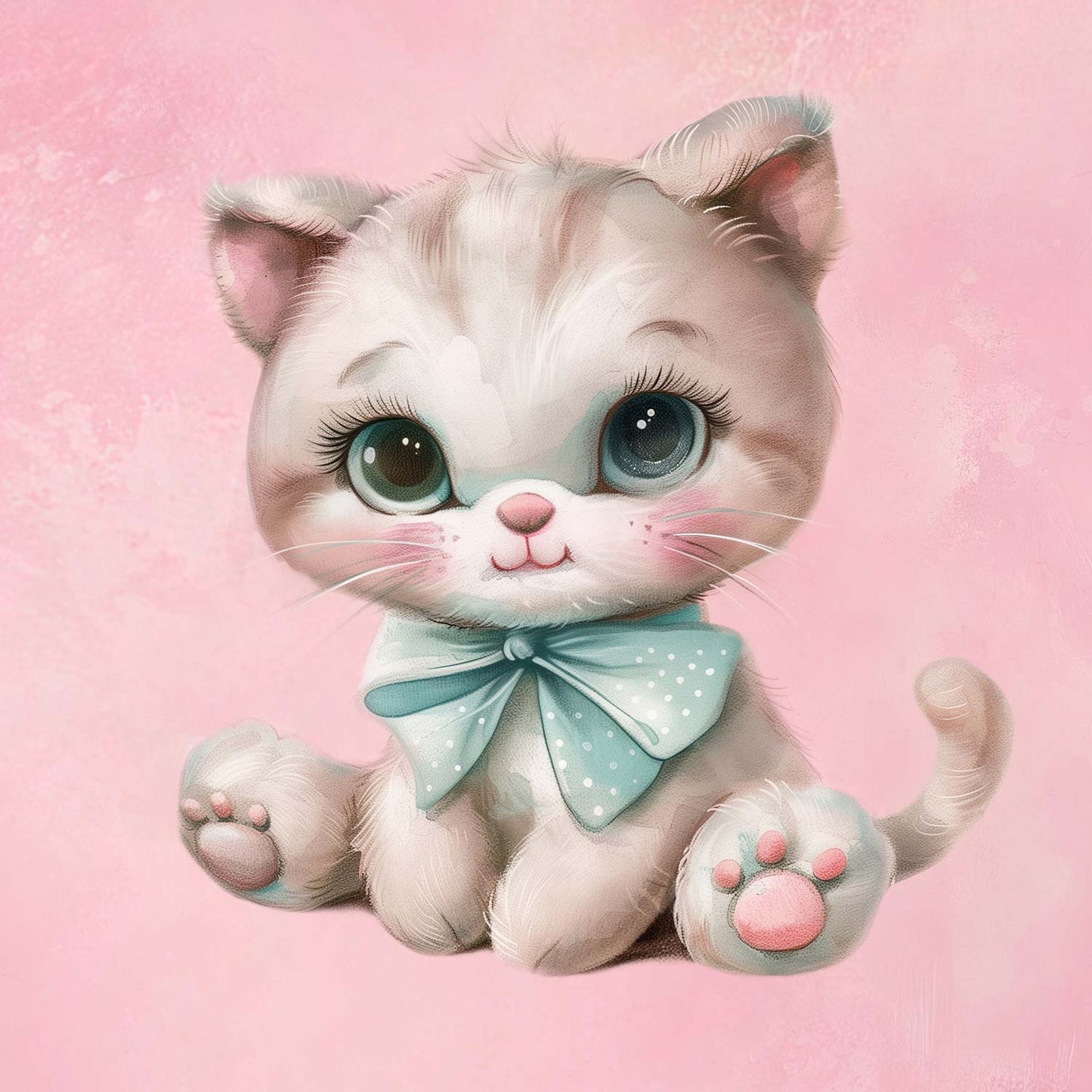 Sommersweat - Panel - Watercolour Rosa Katze