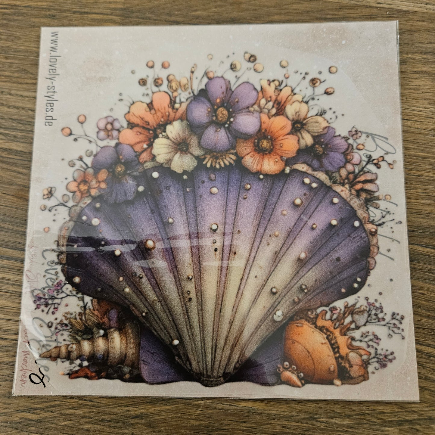 Bügelbild - Lila Muschel ca. 15cm