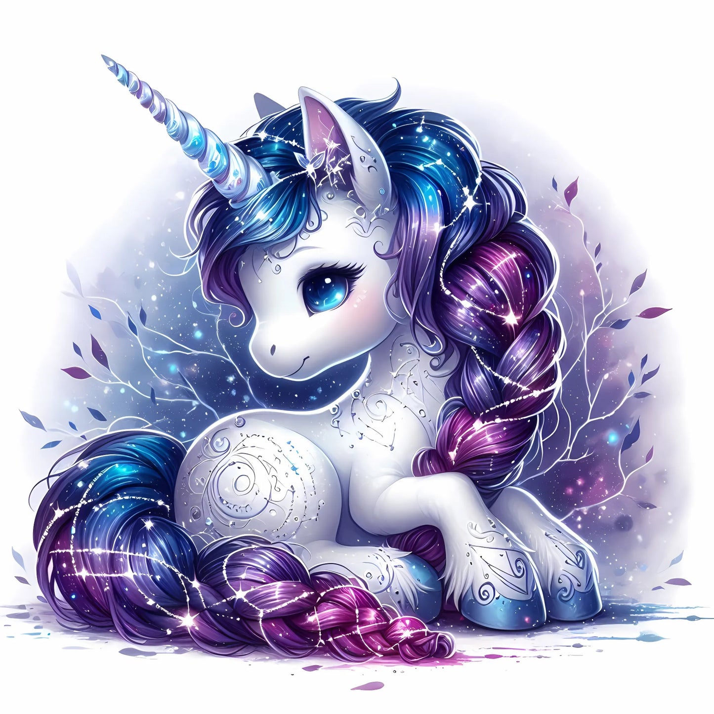 Auktion - Bügelbild - Sparkle Einhorn Lila 3 - 15cm