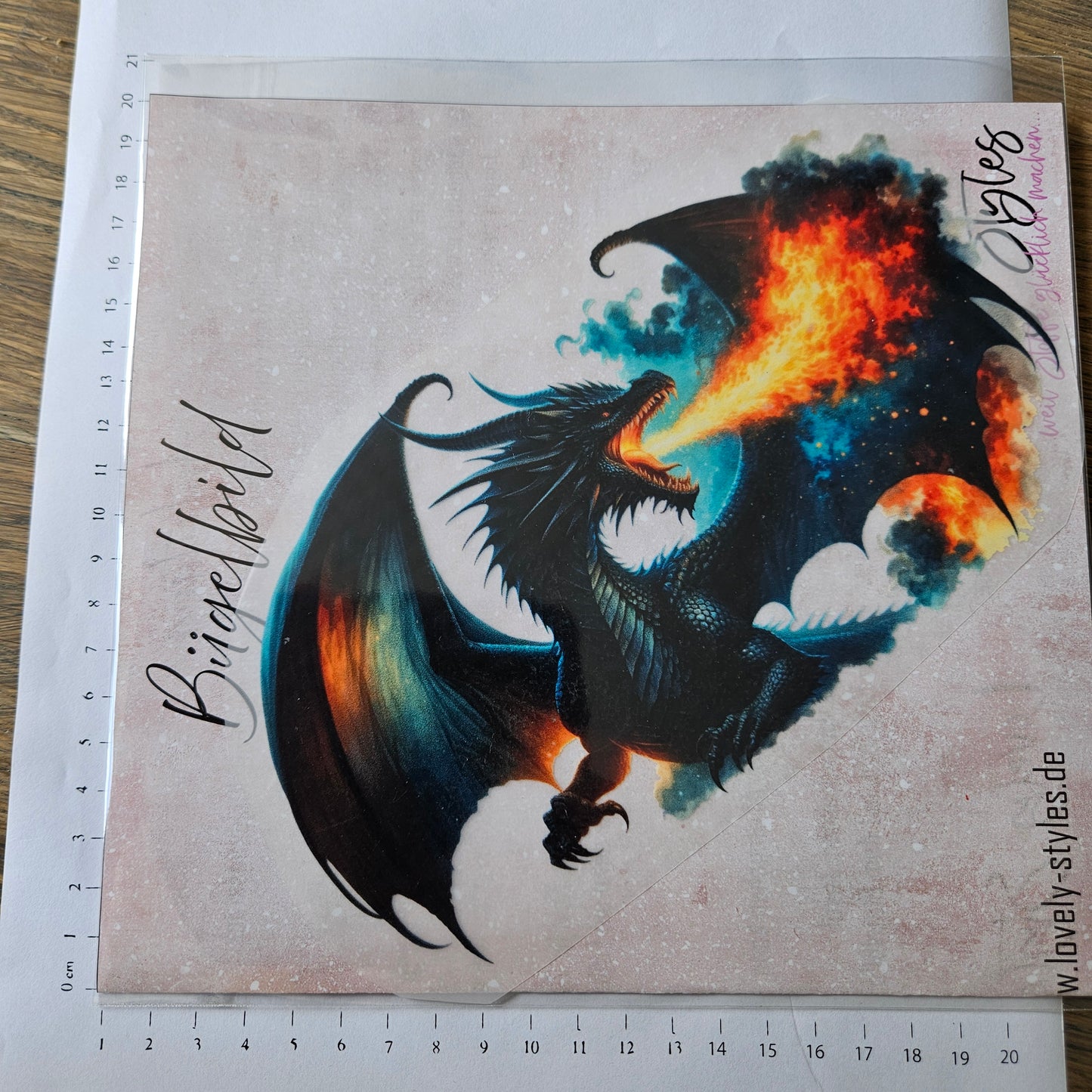 Bügelbild - Drache Feuer ca. 20cm