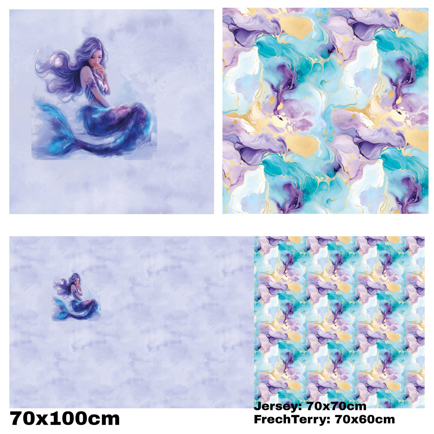 Jersey Panel mit Kombi - Watercolour - Meerjungfrau Lila