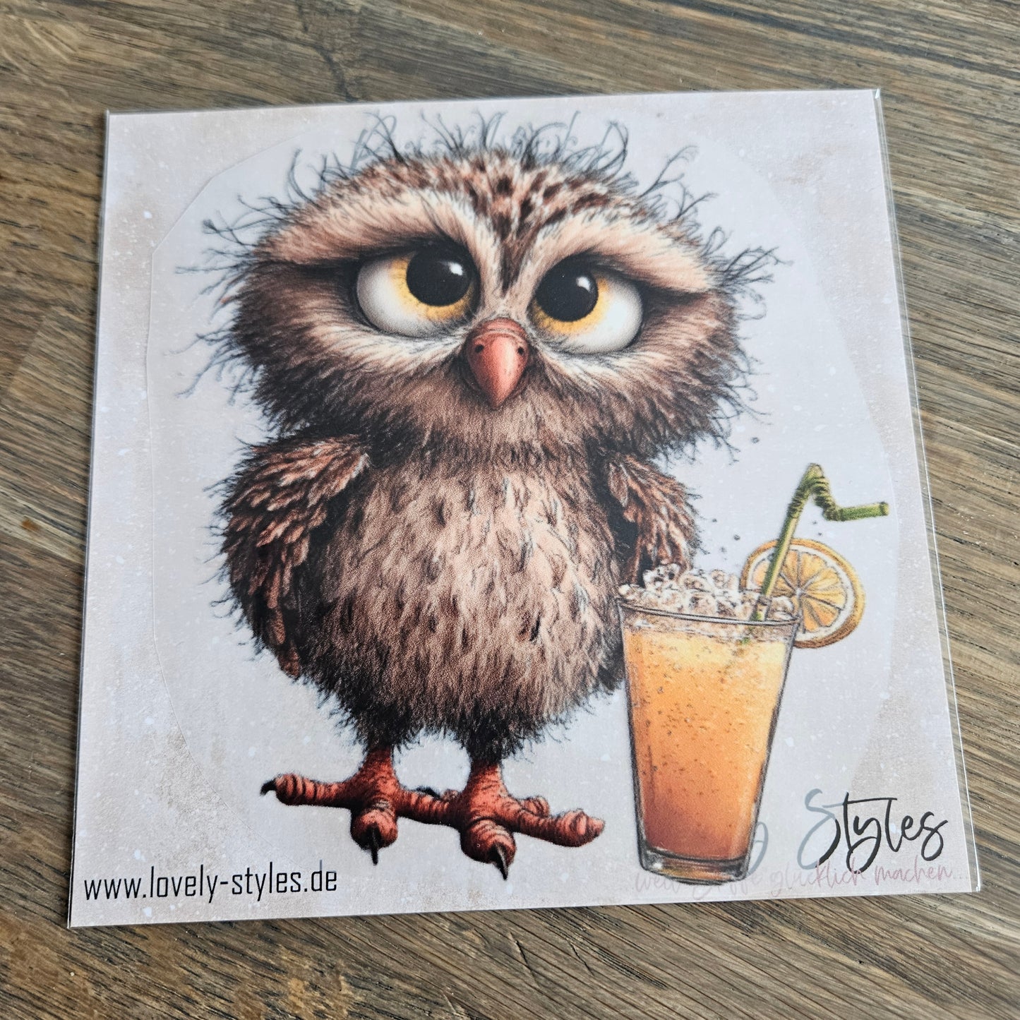 Bügelbild - Eule Limonade ca. 15cm