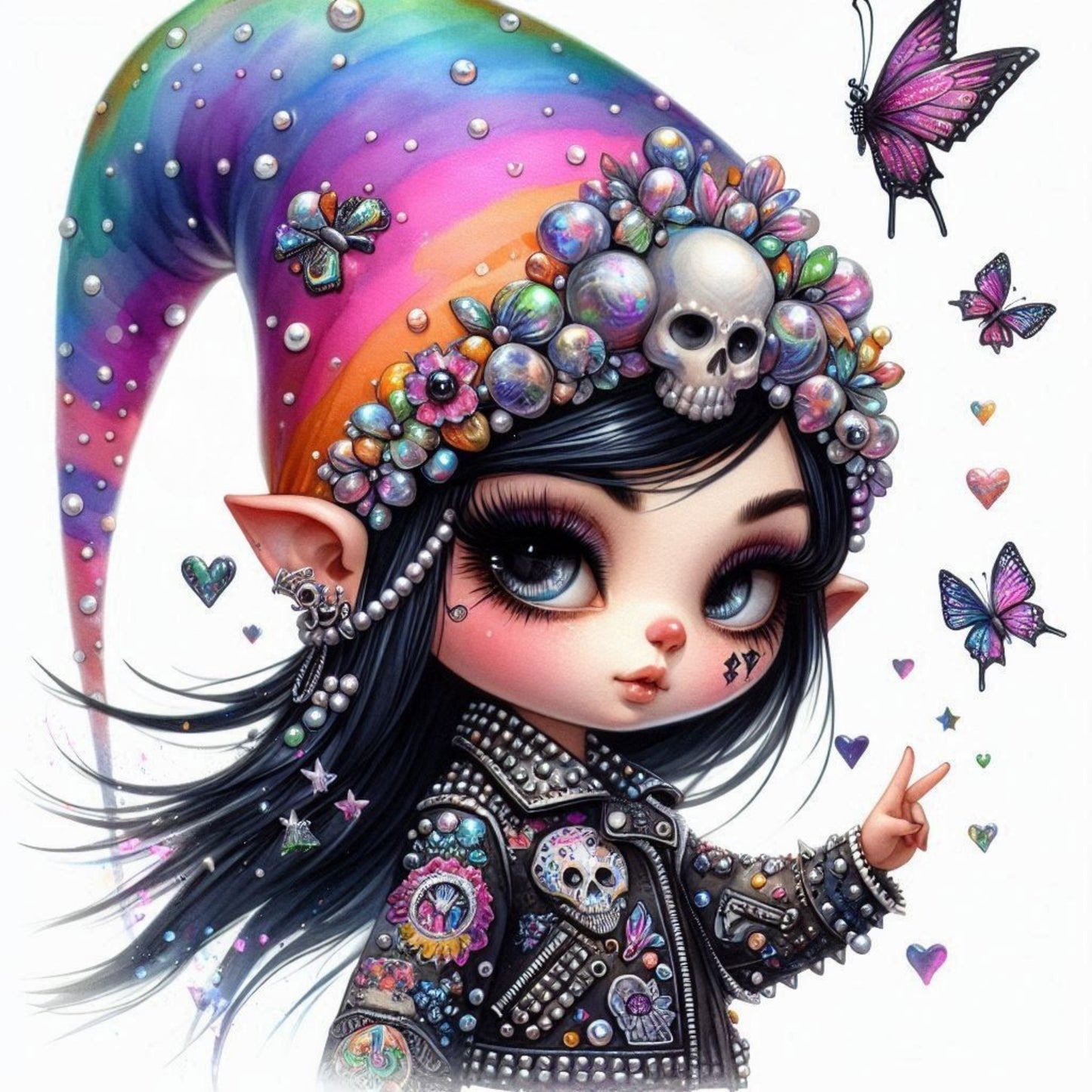 Auktion - Bügelbild - Gothic Gnom 2 - 20cm