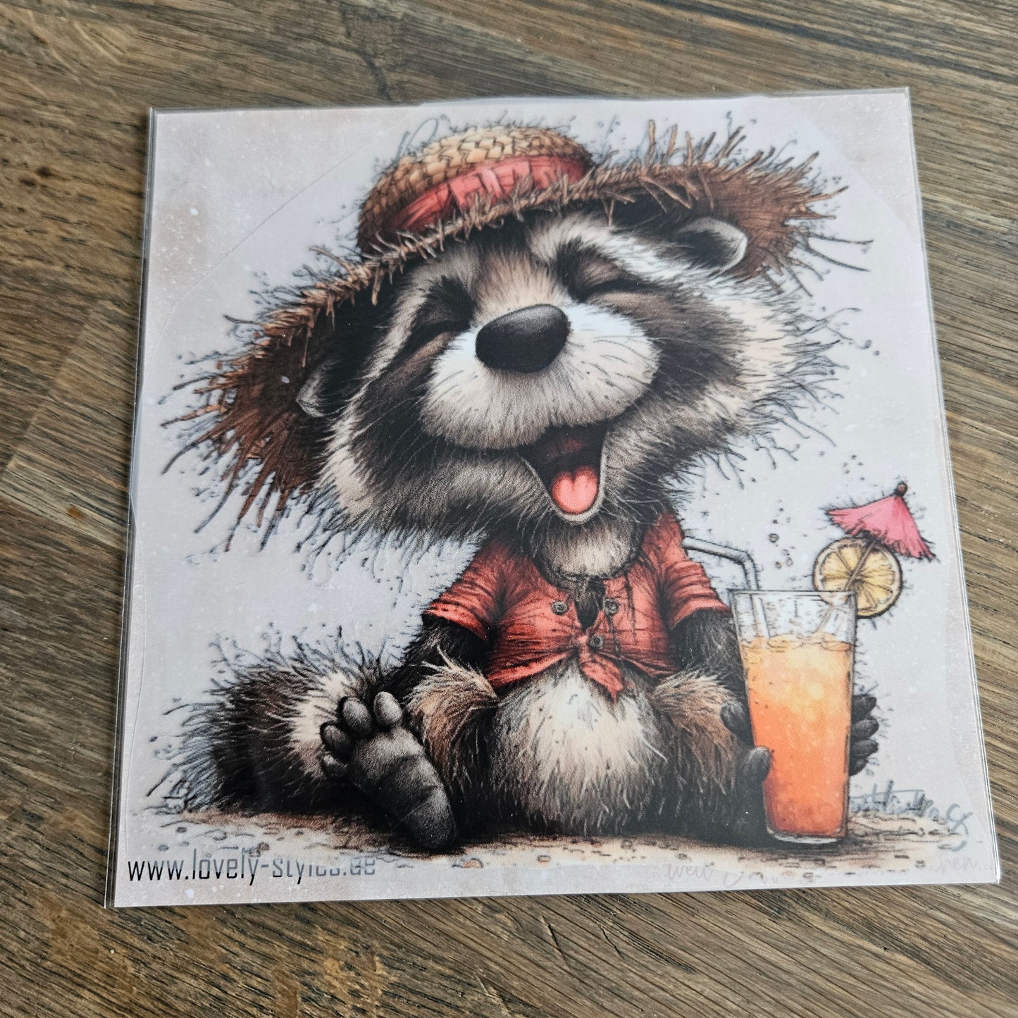 Bügelbild - Waschbär Limonade ca. 15cm