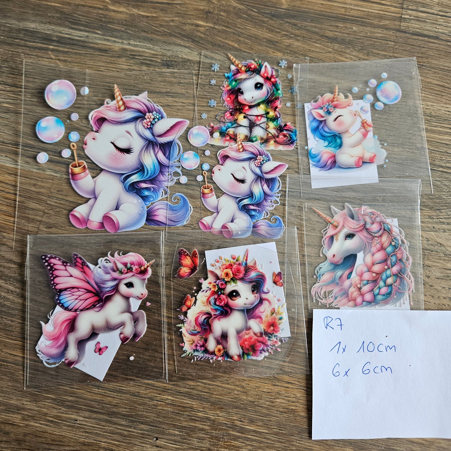 Set Rub-On Aufkleber Einhorn R7