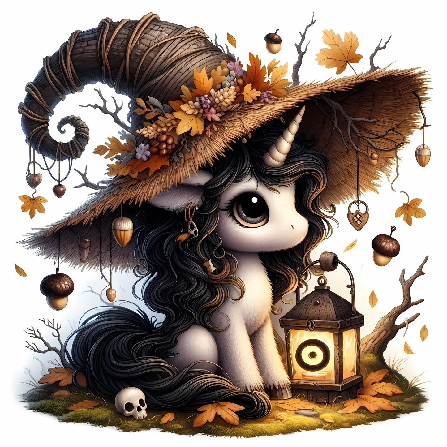 Auktion - Bügelbild - Halloween Einhorn 3 - 15cm