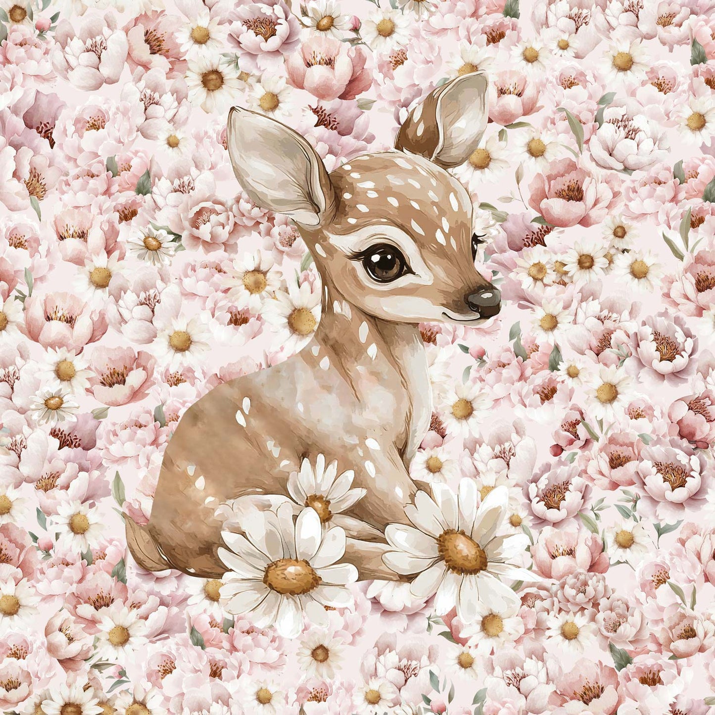 Sommersweat - Panel - Blumenmeer Rosa Reh