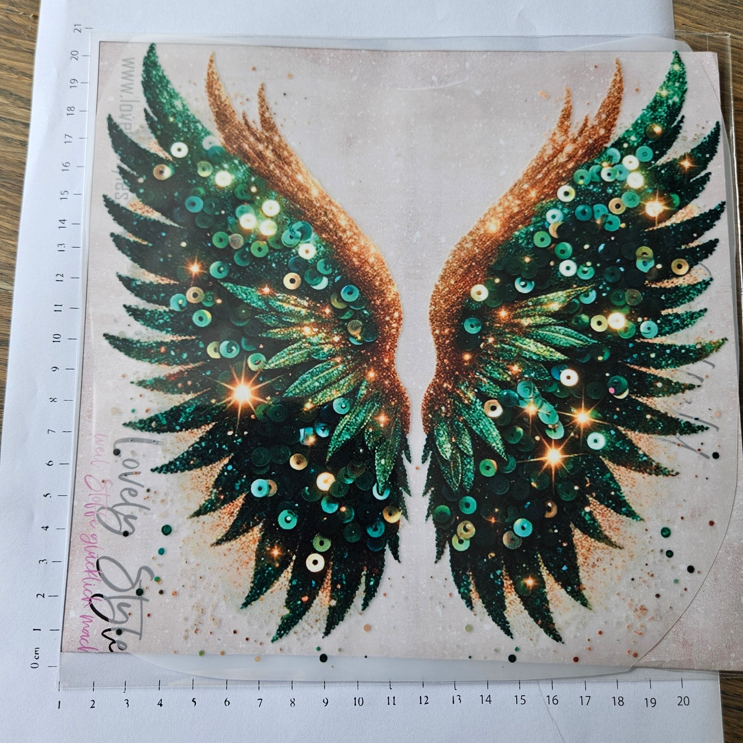 Bügelbild - Federn Grün ca. 20cm