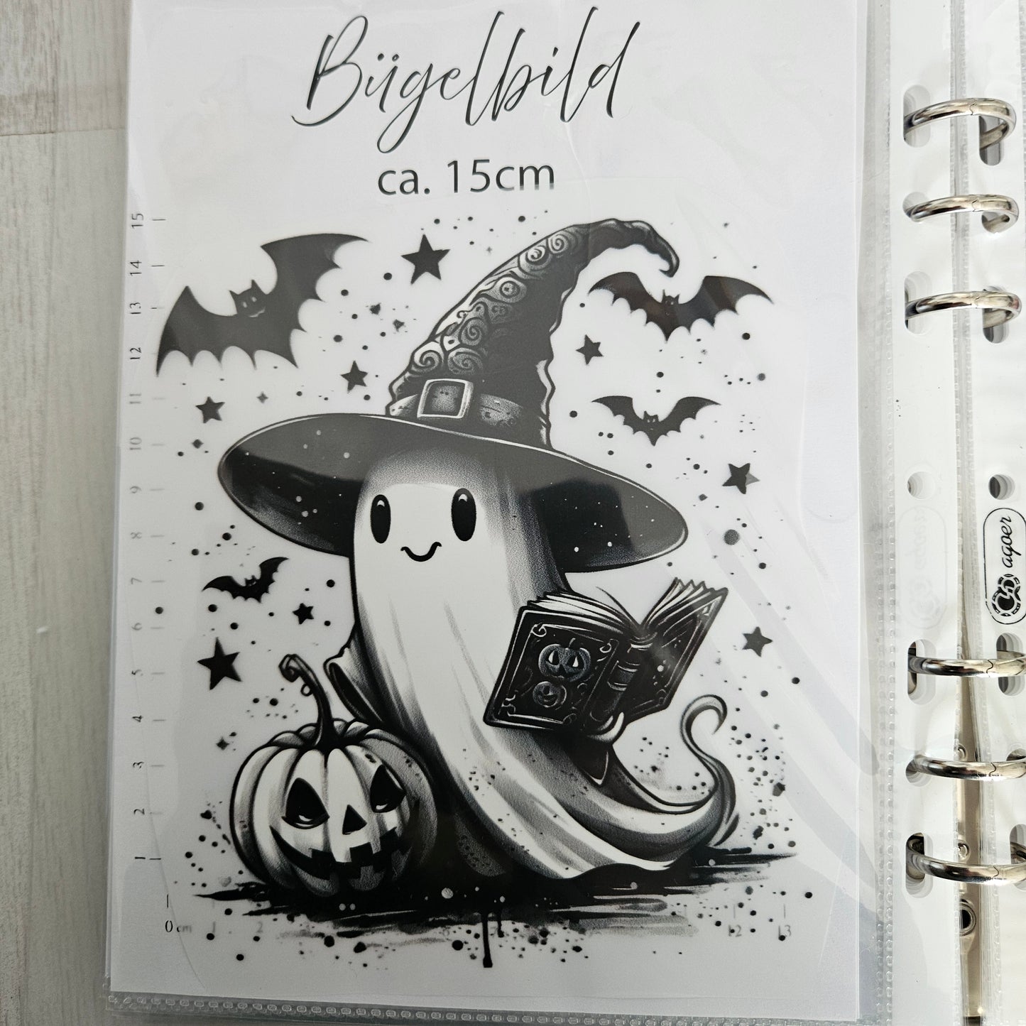 Bügelbild - Geist schwarz/weiß ca. 15cm