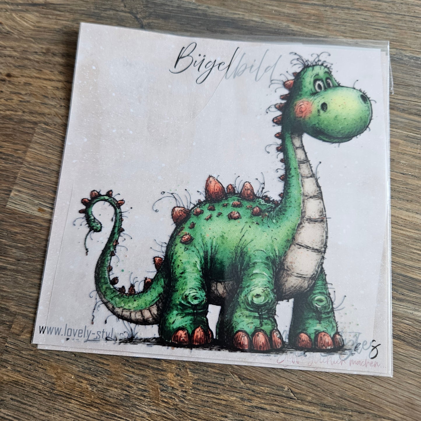 Bügelbild - Dino Grün ca. 15cm