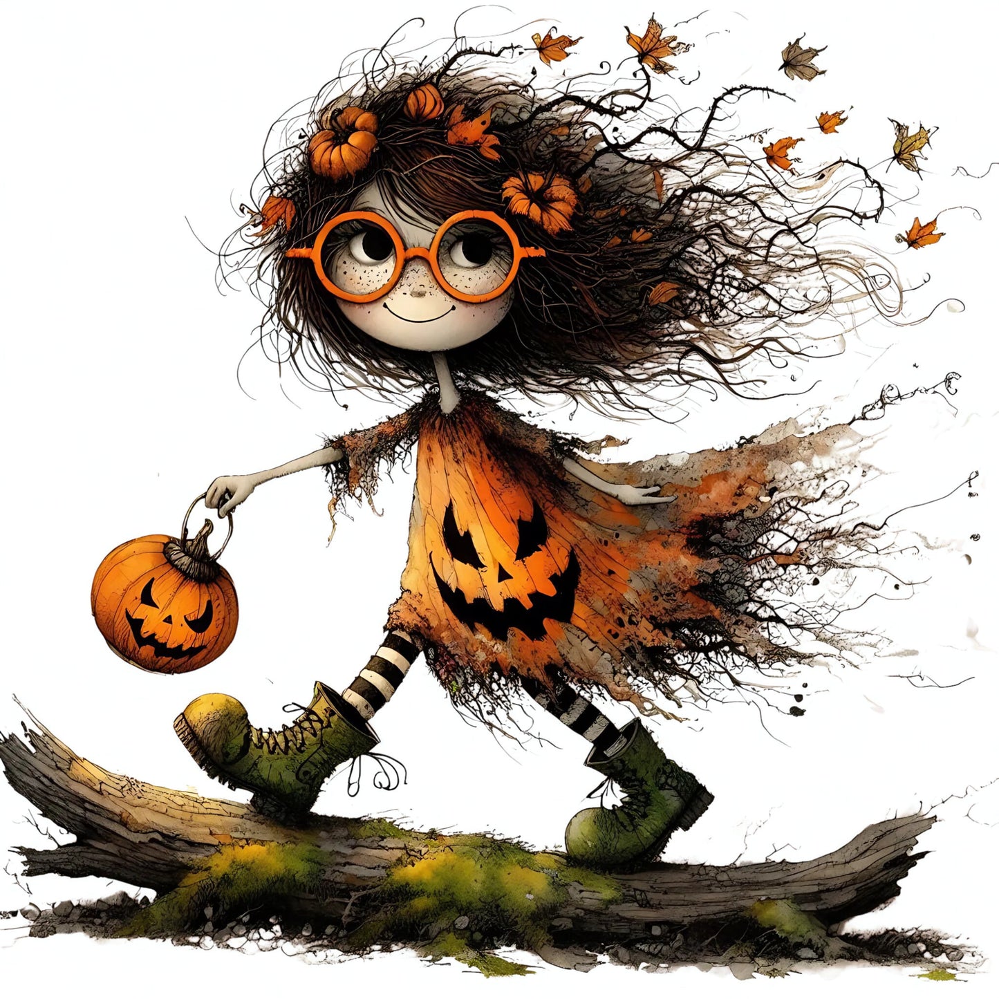 Auktion - Bügelbild - Halloweenmädchen 1 - 20cm