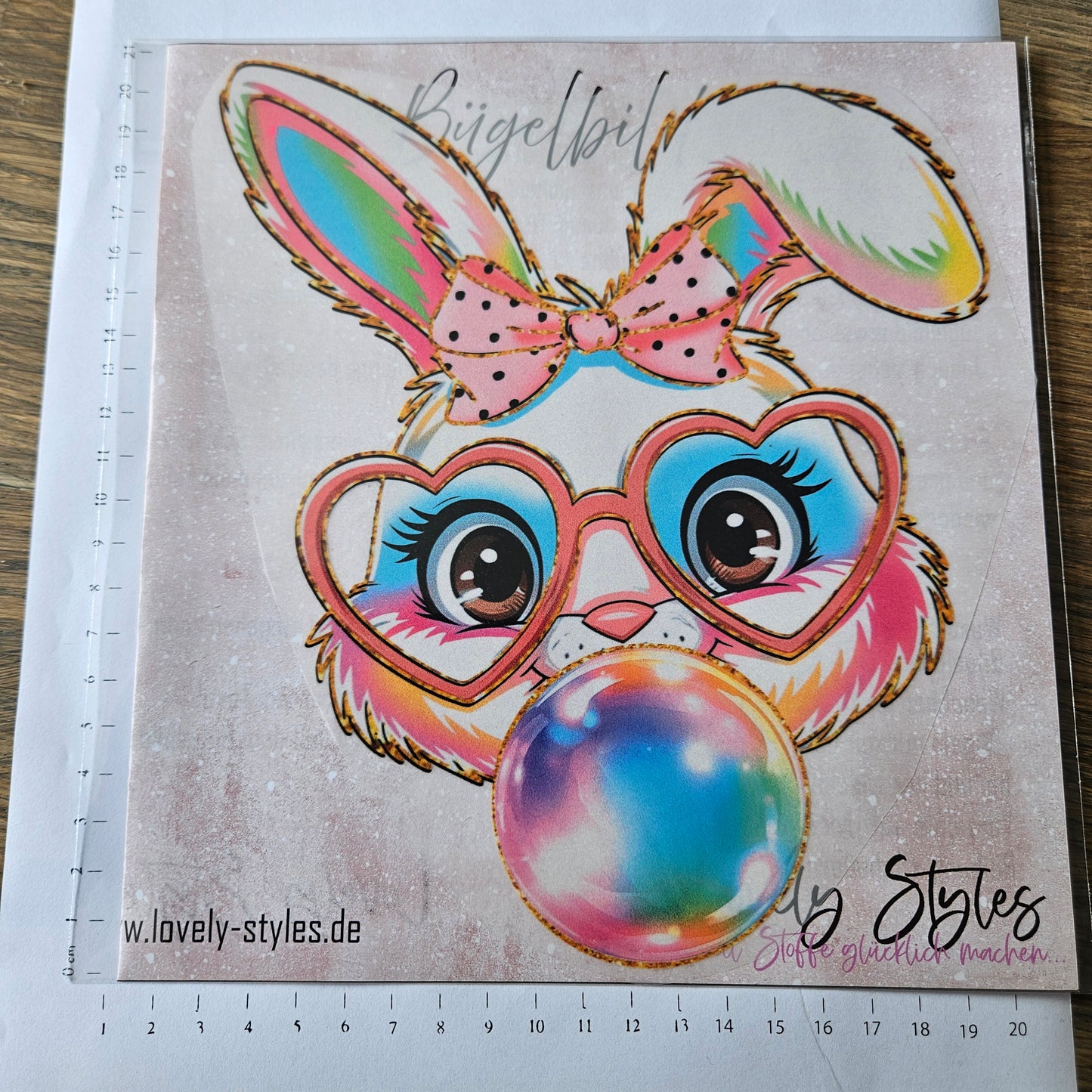 Bügelbild - Hase Kaugummi ca. 20cm