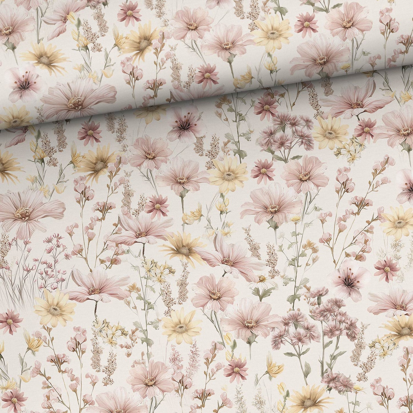 Sommersweat - Blumenwiese Rosa/Gelb