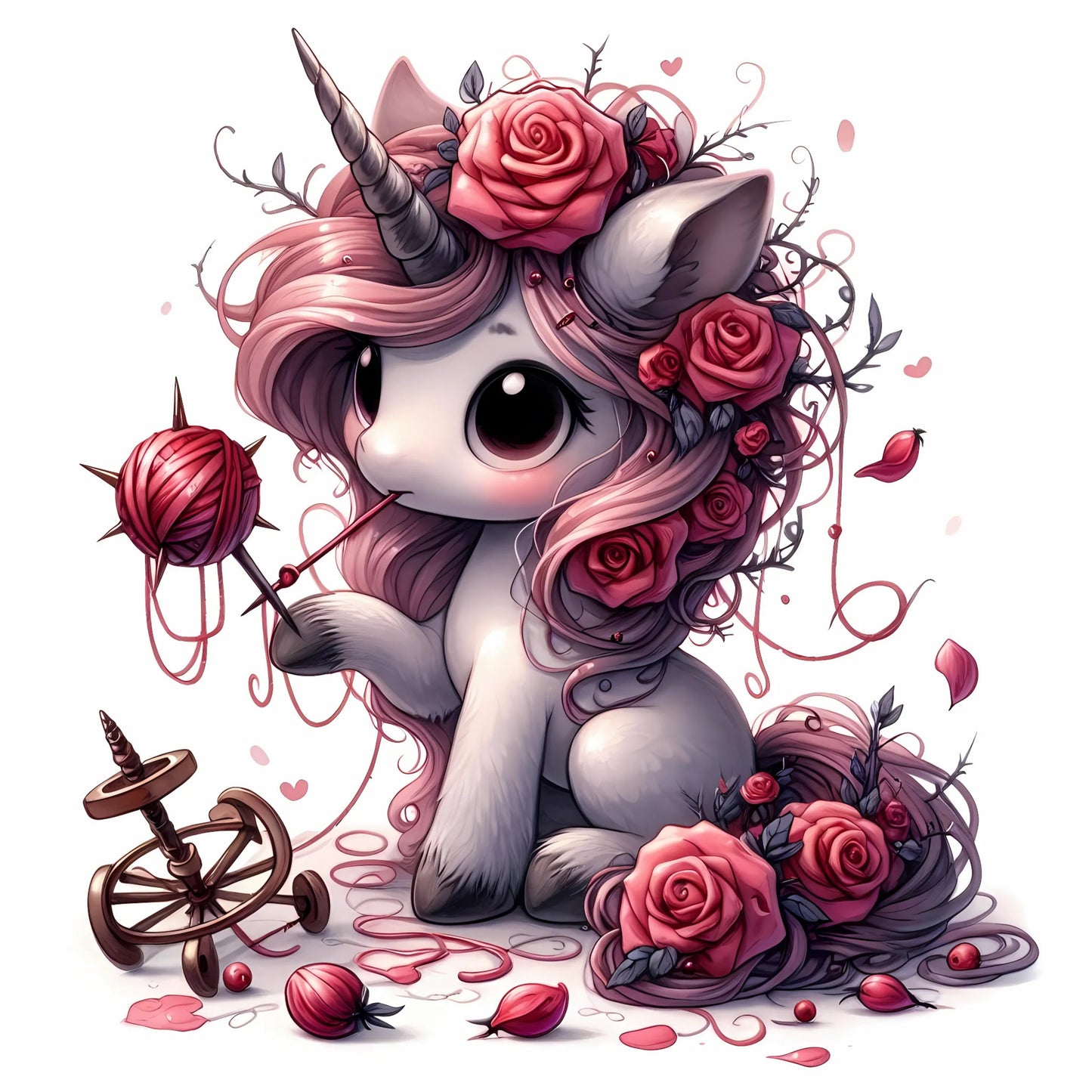 Auktion - Bügelbild - Nähendes Einhorn 4 - 20cm