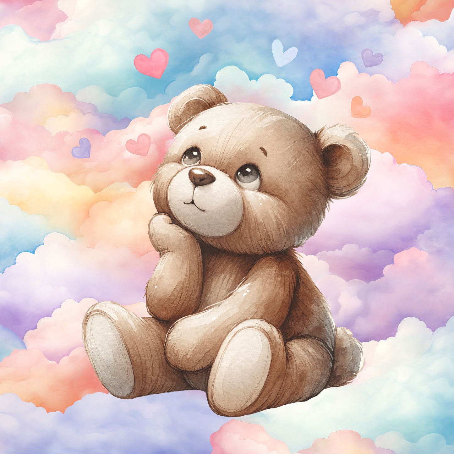 Sommersweat - Panel - Bunte Wolken Bär