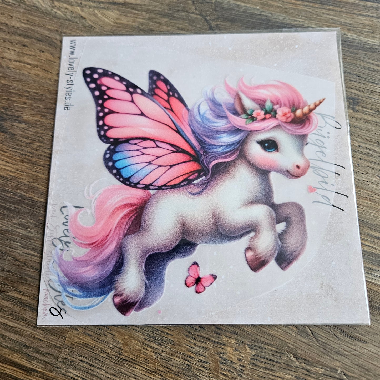Bügelbild - Einhorn Schmetterling ca. 15cm