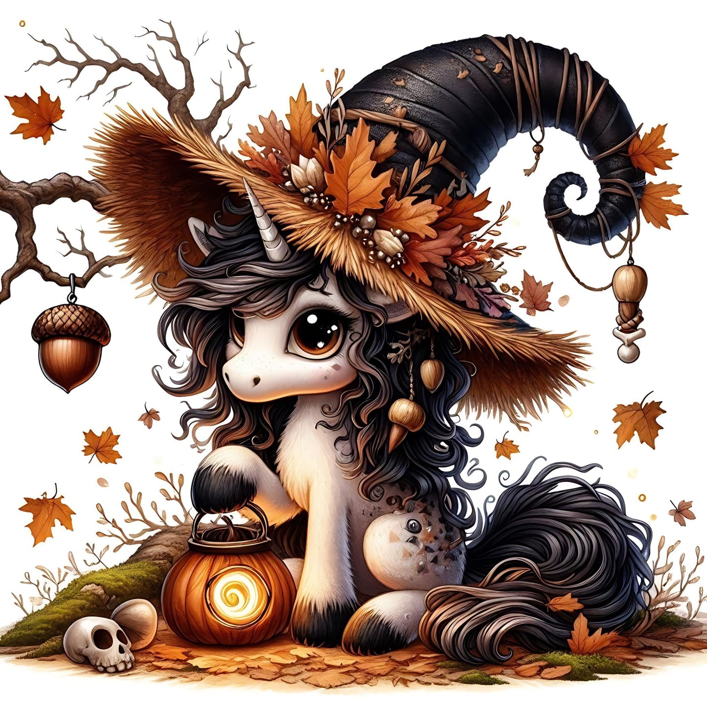 Auktion - Bügelbild - Halloween Einhorn 6 - 15cm