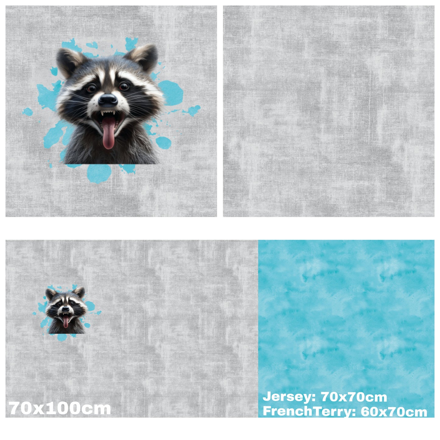 Panel mit Kombi - Grunge Leinen - Waschbär Türkis