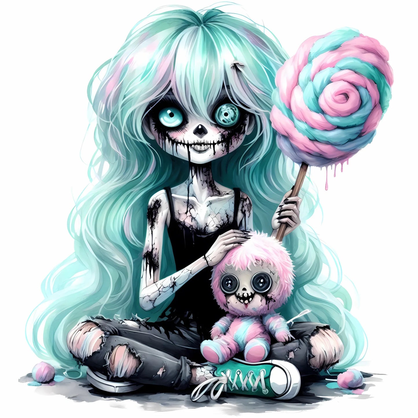 Auktion - Bügelbild - Zombie Mädchen Mint 17 - 20cm