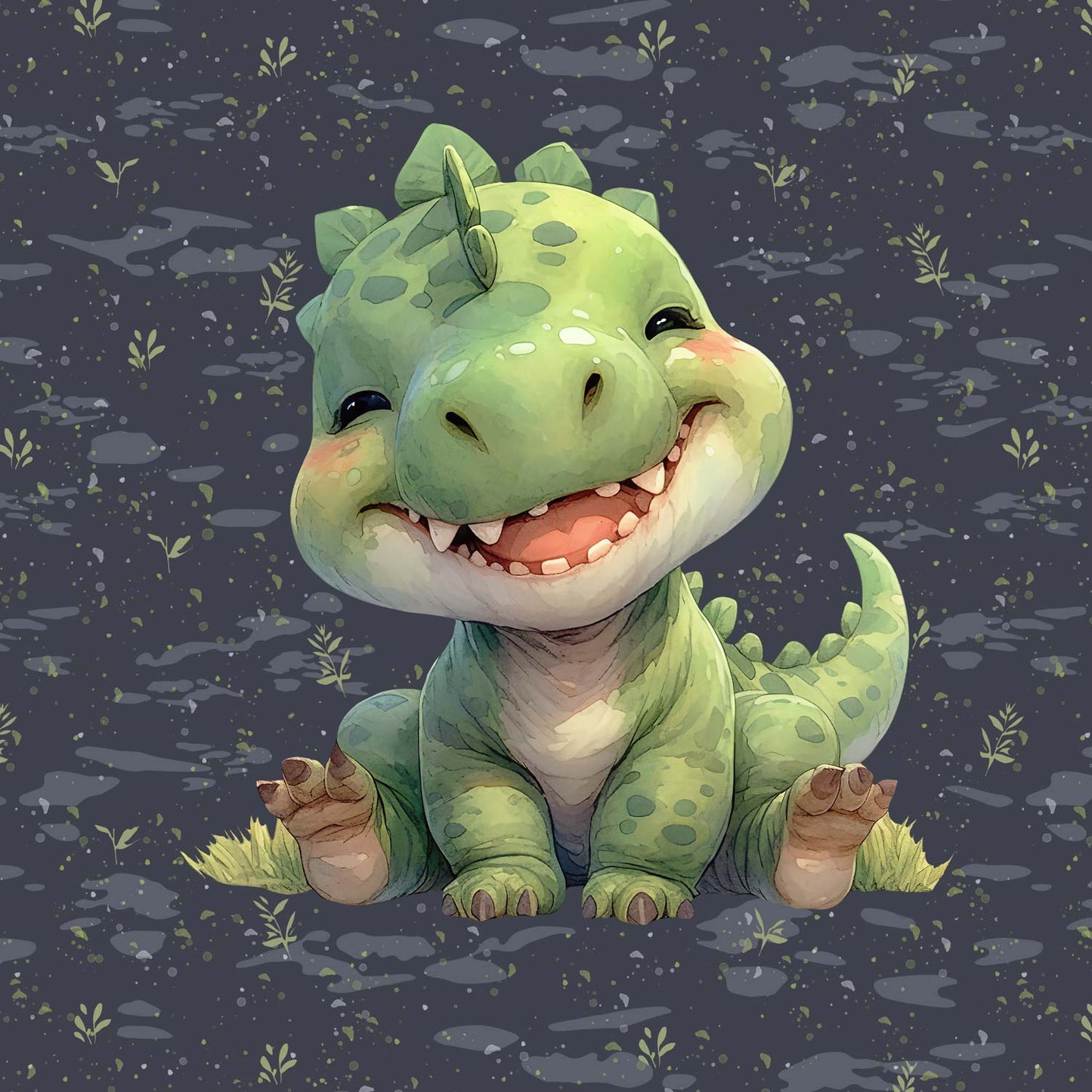 Sommersweat - Panel - Kleiner Dino Grün