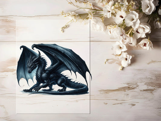 Auktion - Bügelbild - Black Dragon #1198 - 20cm