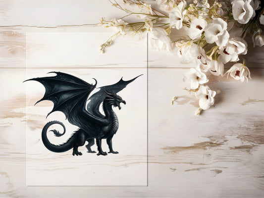 Auktion - Bügelbild - Black Dragon #1197 - 20cm