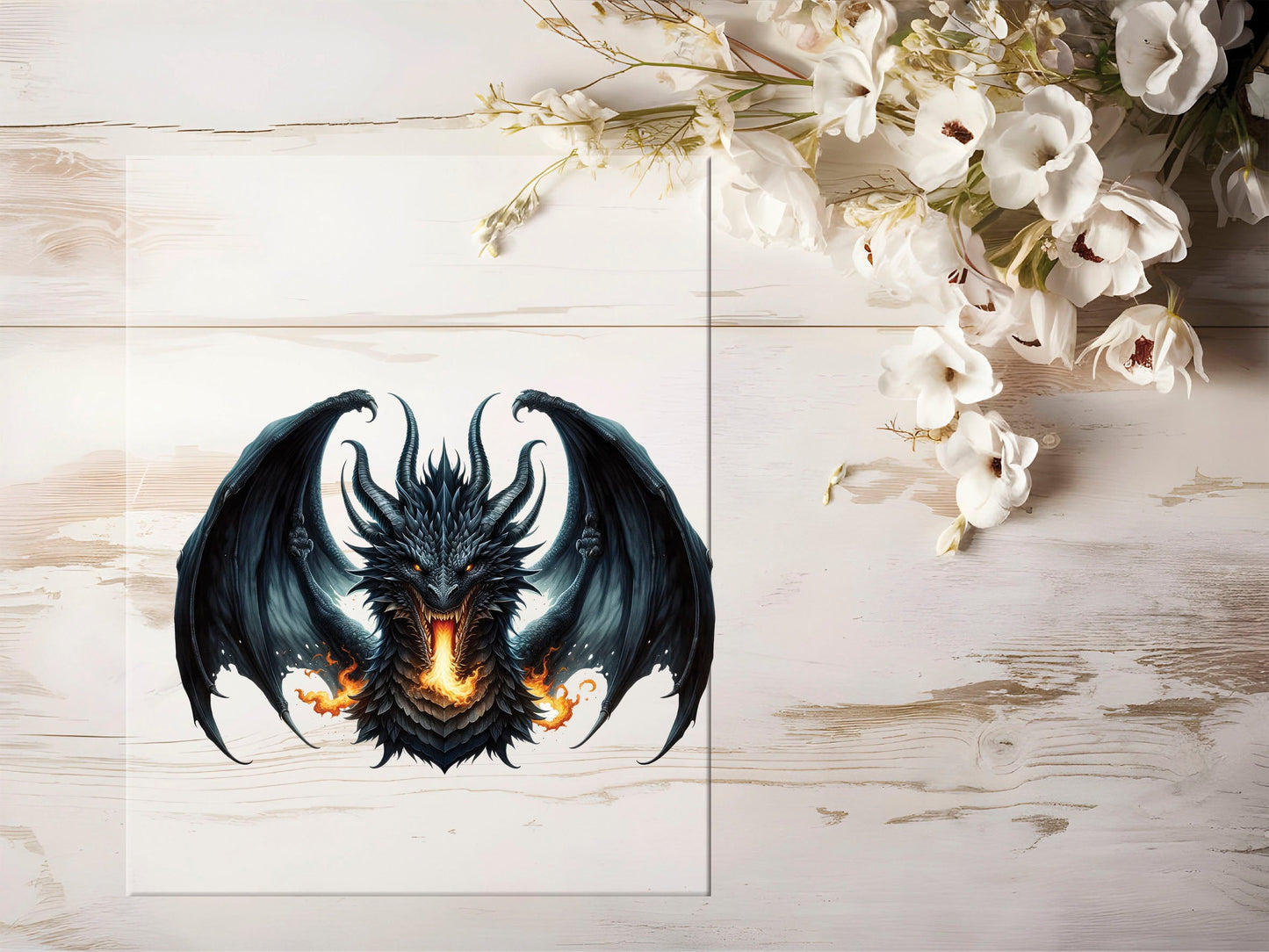 Auktion - Bügelbild - Black Dragon #1200 - 20cm