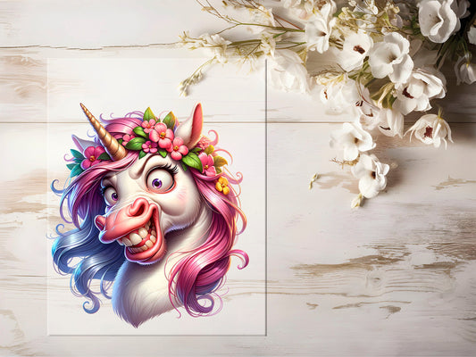 Auktion - Bügelbild - Freaky Einhorn #1361 - 15cm