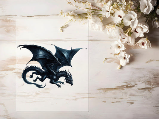 Auktion - Bügelbild - Black Dragon #1196 - 20cm