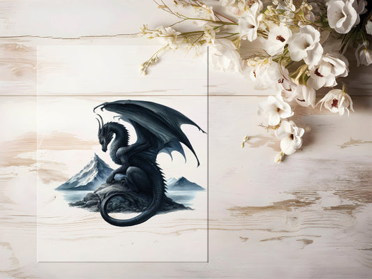 Auktion - Bügelbild - Black Dragon #1203 - 20cm