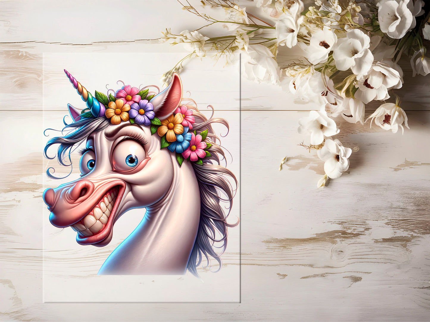 Auktion - Bügelbild - Freaky Einhorn #1360 - 15cm