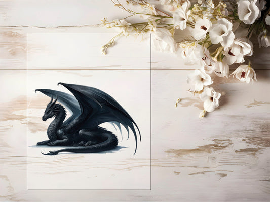 Auktion - Bügelbild - Black Dragon #1195 - 20cm