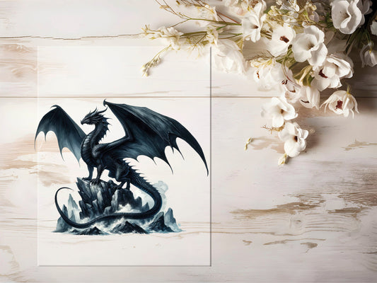 Auktion - Bügelbild - Black Dragon #1193 - 20cm