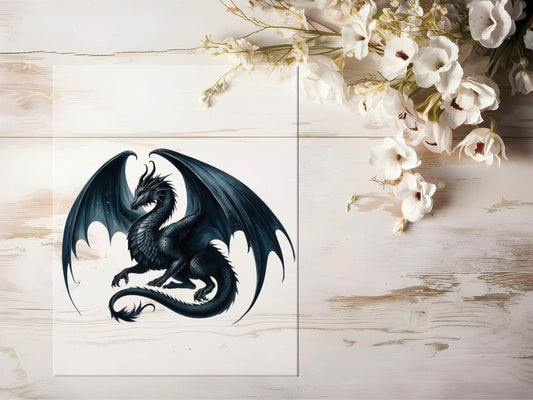 Auktion - Bügelbild - Black Dragon #1191 - 20cm